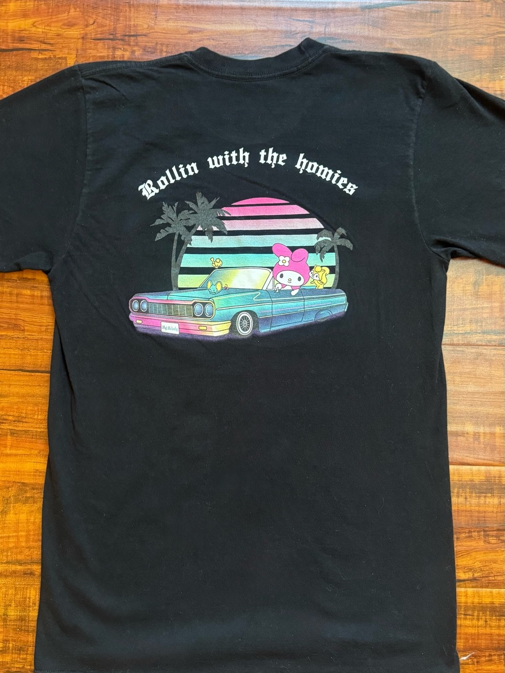 Sanrio My Melody x Melody Ehsani “rollin with the homies” Black Tee sz S